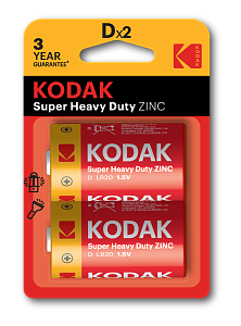 Батарейки Kodak R20-2BL SUPER HEAVY DUTY Zinc [KDHZ-2] (24/120/5040)