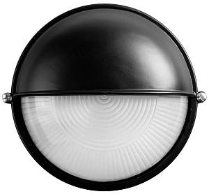 Светильник уличный СВЕТОЗАР влагозащищенный с верхним защитным кожухом, круг, цвет черный, 60Вт SV-57261-B