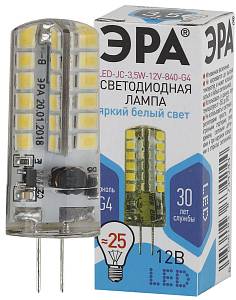 Лампочка светодиодная ЭРА STD LED JC-3,5W-12V-840-G4 G4 3,5Вт капсула нейтральный белый свет