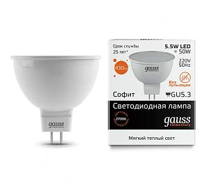 gauss 13516 Светодиодная лампа MR16 5,5W GU5,3 3000K
