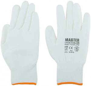 Перчатки белые, полиэстер с обливкой из полиуретана ( водоотталкивающие), р-р XL/10 MASTER COLOR