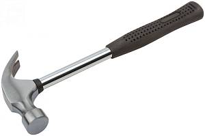 Молоток-гвоздодер, металлическая ручка, резиновая рукоятка 25 мм, 340 гр. KУРС