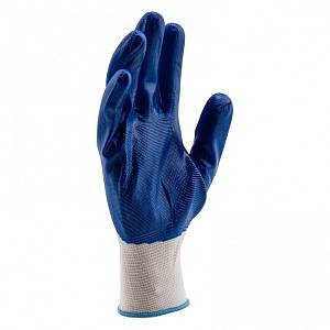 Перчатки полиэфирные с синим нитрильным покрытием, размер L, 15 класс вязки Сибртех